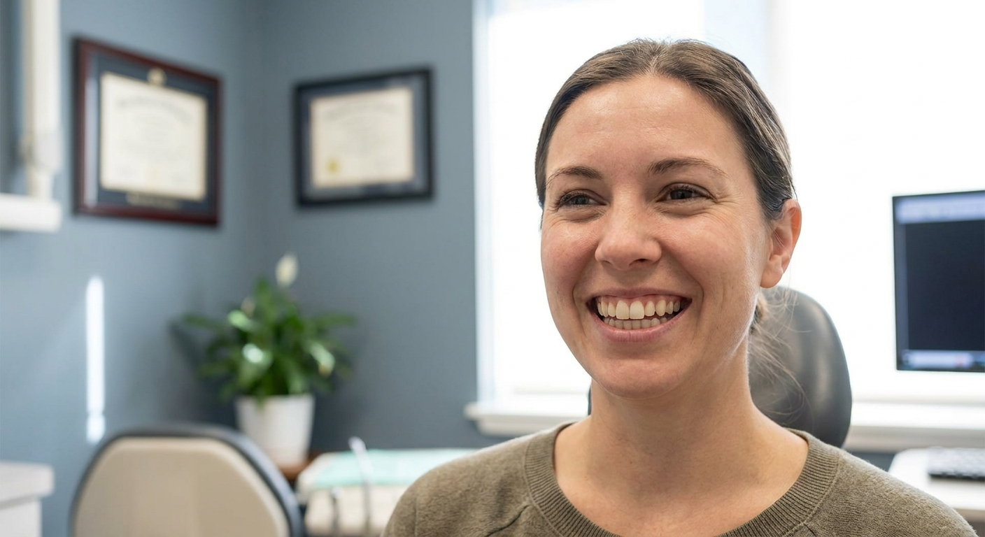 Patient smiling during teeth whitening consultation at Gastonia dental office